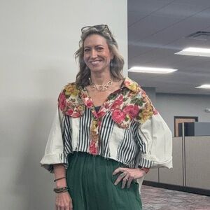 POL Floral Striped Shacket